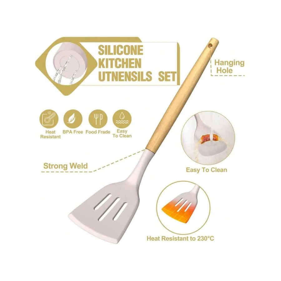 TAIMASI 34 Piece Silicone Kitchen Utensils Set With Holder Heat Resistant