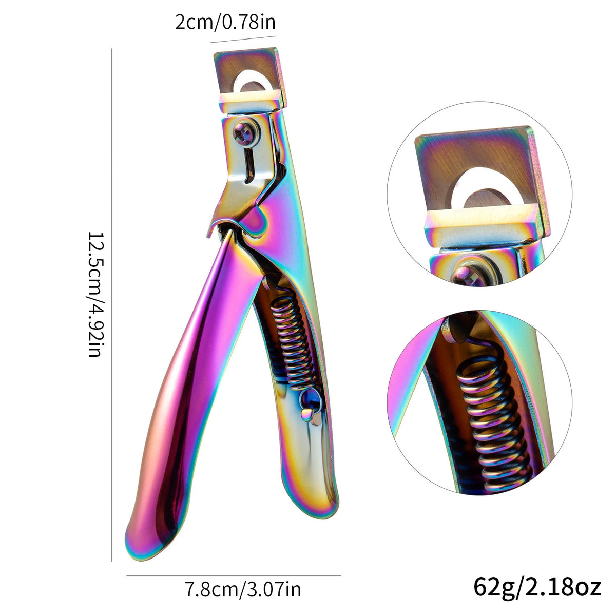 Transparent Fake Nail Trimmer Straight Edge Cutter for Acrylic/Tip Nails Stainless Steel Manicure Tool with Ergonomic Design