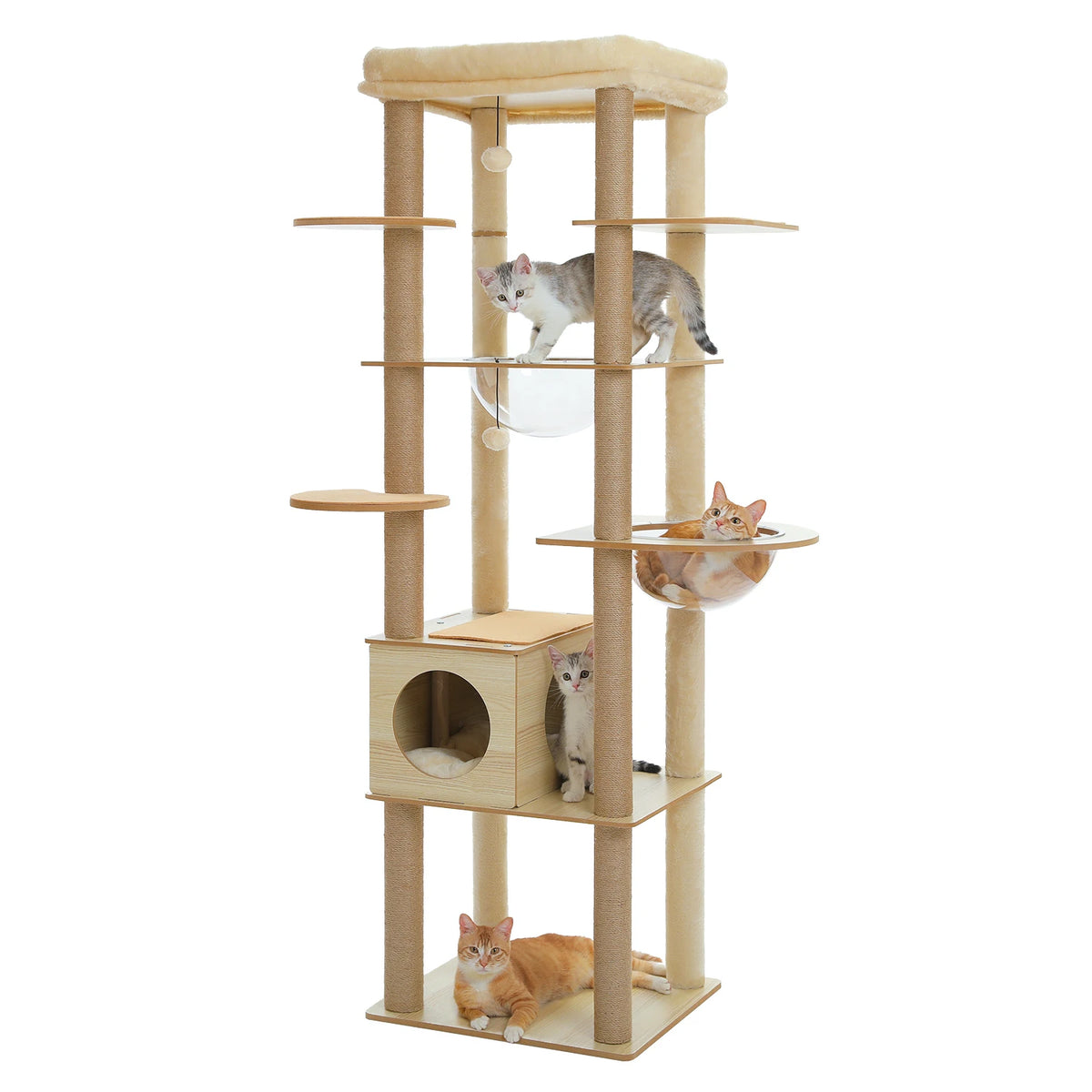 PAWZ Ro Multi Level Cat Tree With Scratching Posts Wood