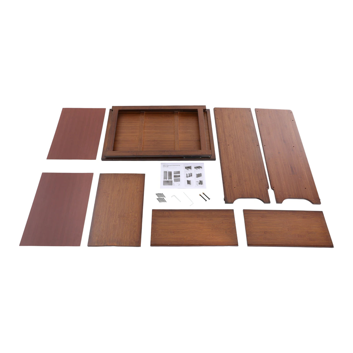 Bymaocar Folding Desk With Bookcase And Storage Shelves With Drop Down Table