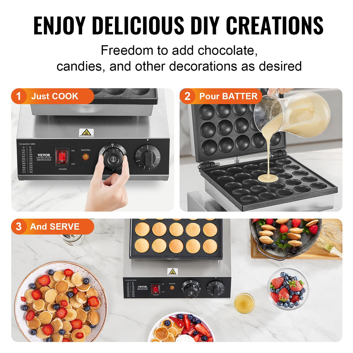 VEVOR 25P Electric Waffle Maker Dorayaki Pancake Machine