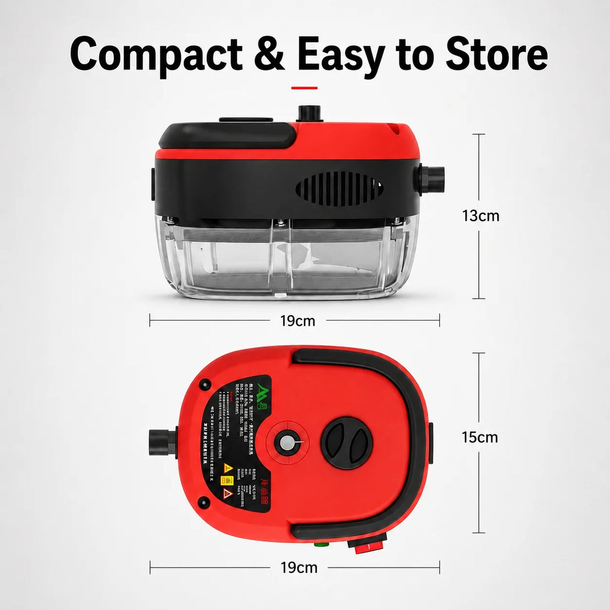 Small and Portable High-Pressure Red White Steam Cleaner With Brush Heads Handheld Sanitizing 6-Speed Settings Extended Hose Large Capacity Removes Grease Dust Mites for Air Conditioners Range Hoods Floors Bathrooms Cookware