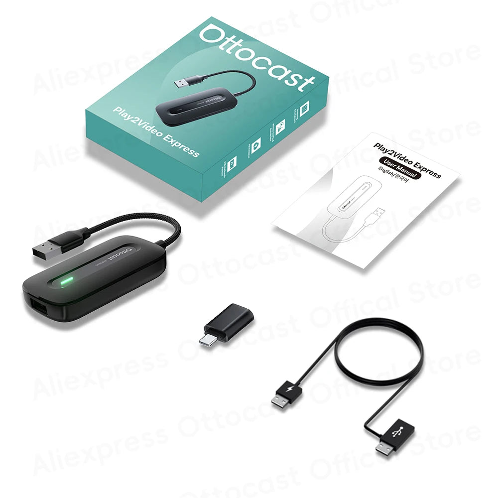 OTTOCAST Play2Video Express Wireless CarPlay Android Auto Adapter for Youtube Netflix Car Accessorie for Benz Ford VW Kia Toyota
