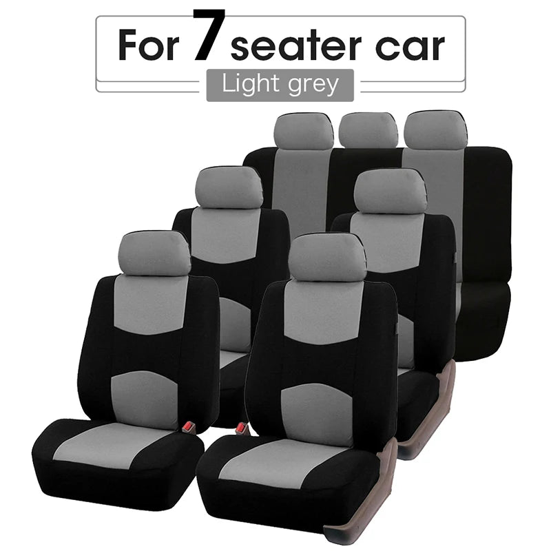 Car Seat Cover Airbag Compatible Ventilation Cloth Protect Seat Universal Beige Interior Accessories For 1/2/5/7 Seats