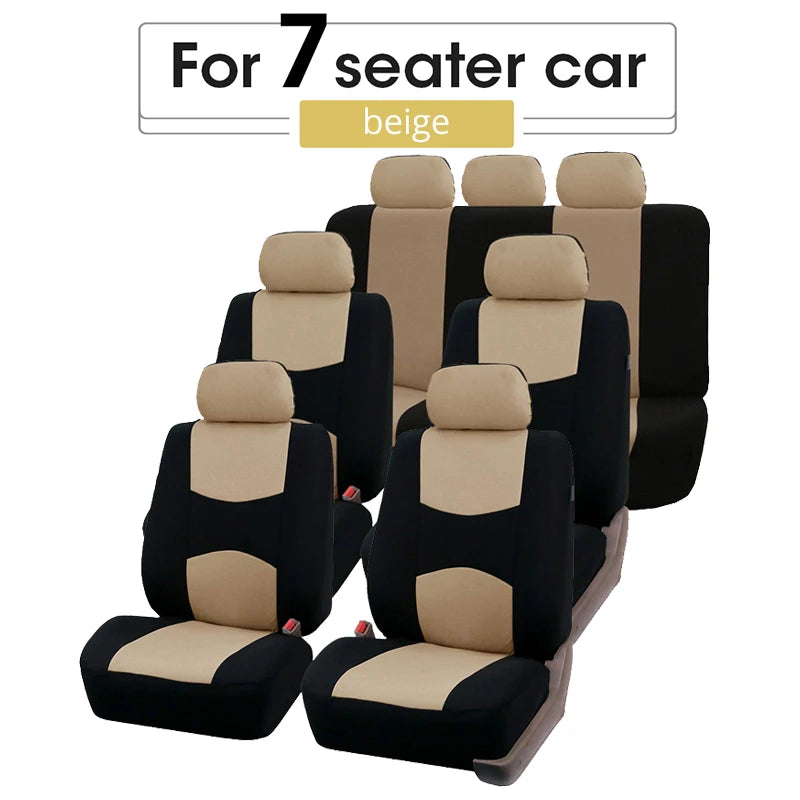 Car Seat Cover Airbag Compatible Ventilation Cloth Protect Seat Universal Beige Interior Accessories For 1/2/5/7 Seats