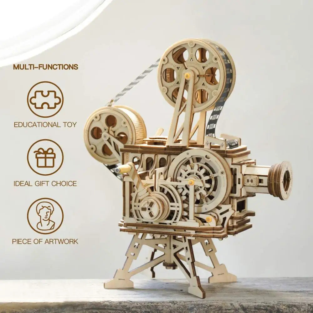 Robotime ROKR Hand Crank Projector Vitascope 3D Wooden Puzzle LK601