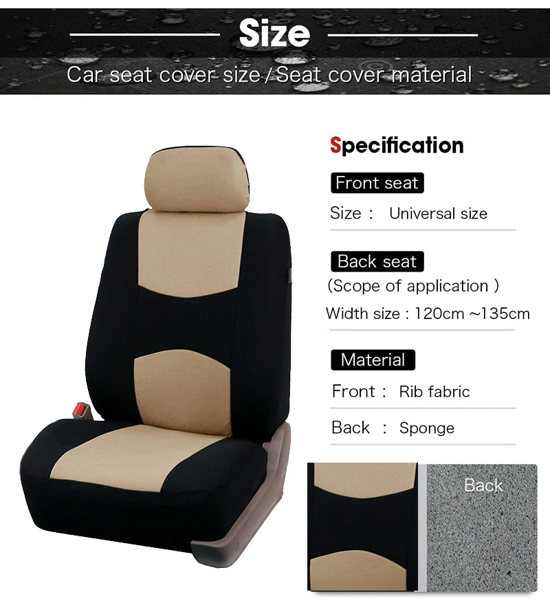 Car Seat Cover Airbag Compatible Ventilation Cloth Protect Seat Universal Beige Interior Accessories For 1/2/5/7 Seats