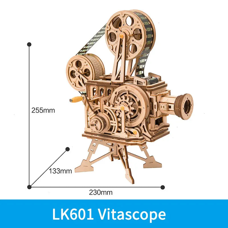 Robotime ROKR Hand Crank Projector Vitascope 3D Wooden Puzzle LK601