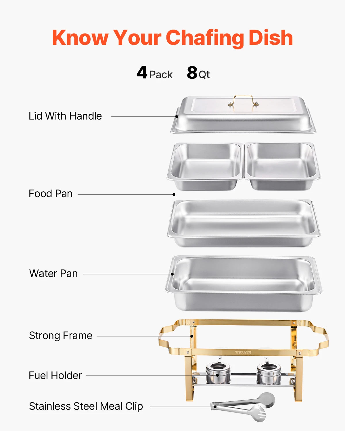 SucceBuy Stainless Steel Chafing Dish Buffet Set With Pans For Catering