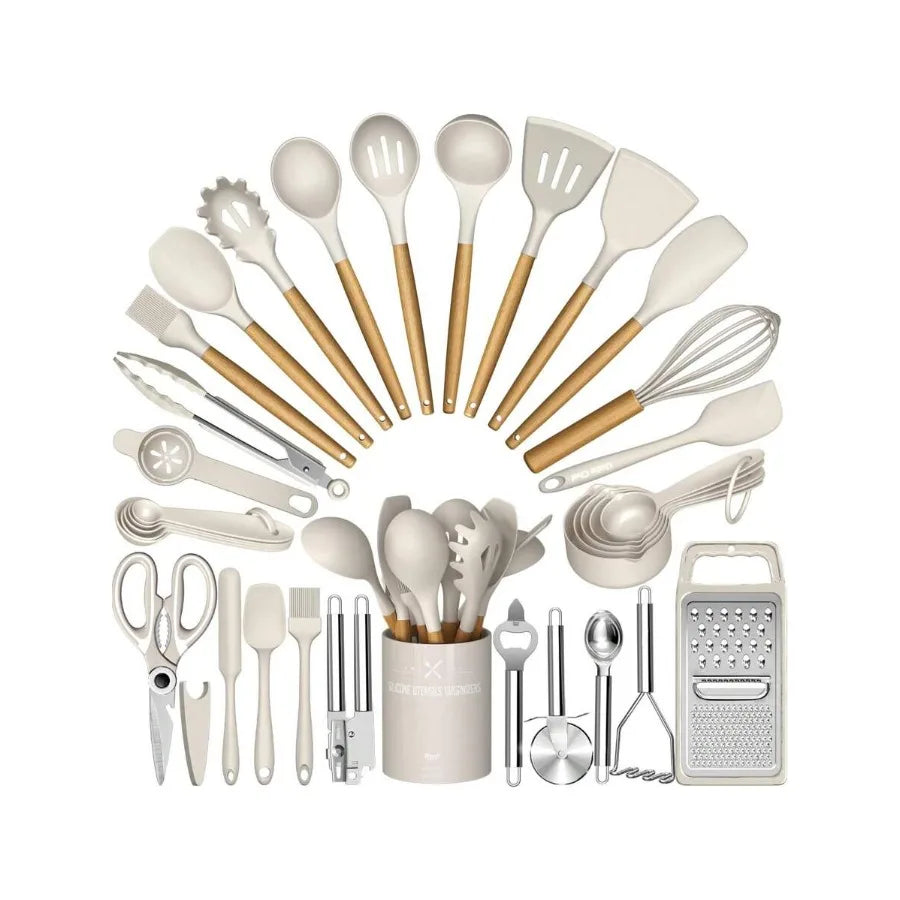TAIMASI 34 Piece Silicone Kitchen Utensils Set With Holder Heat Resistant