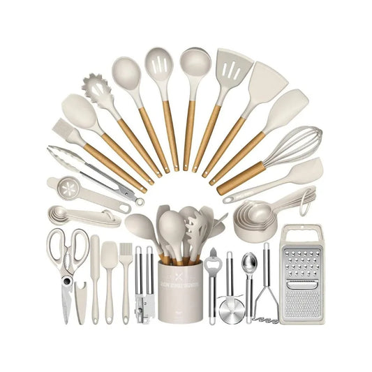 TAIMASI 34 Piece Silicone Kitchen Utensils Set With Holder Heat Resistant