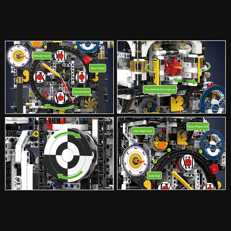 Mould King 10159 Technical Clock Toys The Motorized Cyberpunk Clock Building Block Assembly Clock Brick Set Kids Christmas Gift