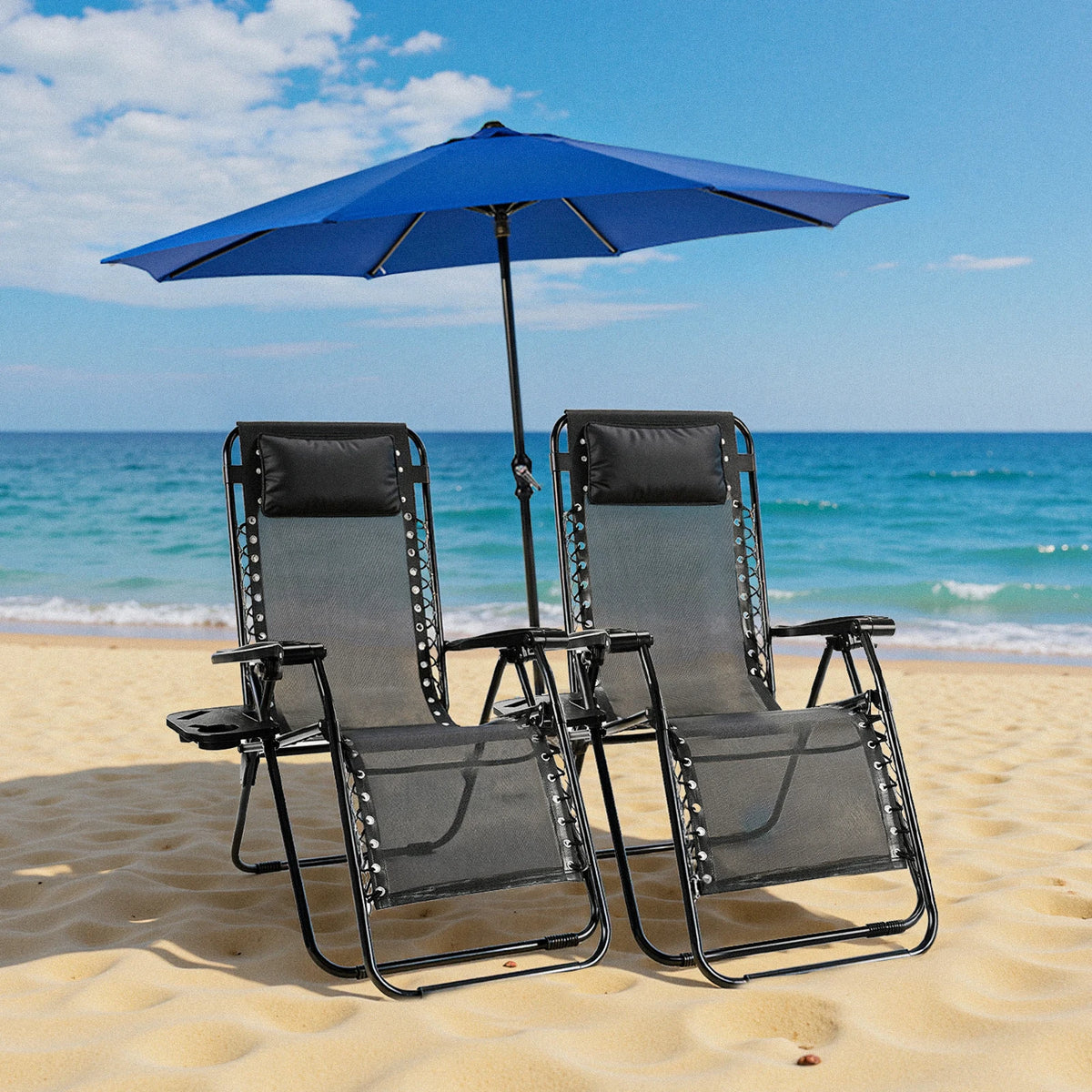 JHK Zero Gravity Portable Recliner Lounge Chair With Cup Holder