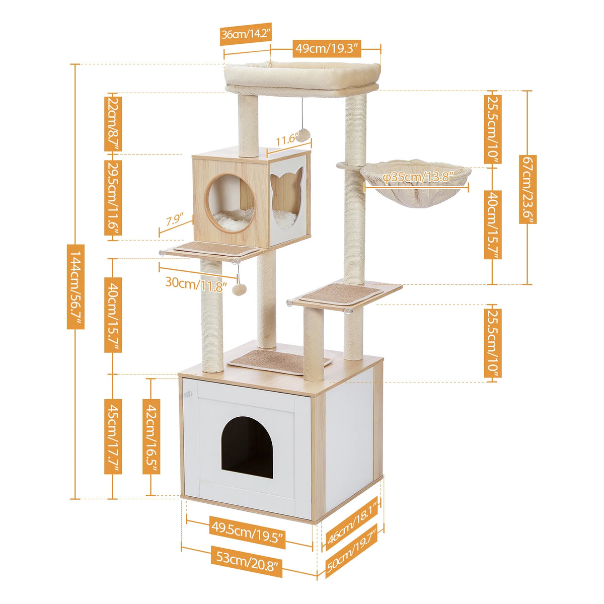 PAWZ Ro Multi Level Cat Tree With Scratching Posts Wood