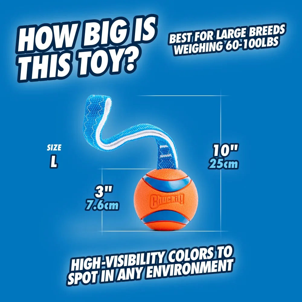 Large Dog Tug Toy With Ball And Pull Strap For Aggressive Chewers