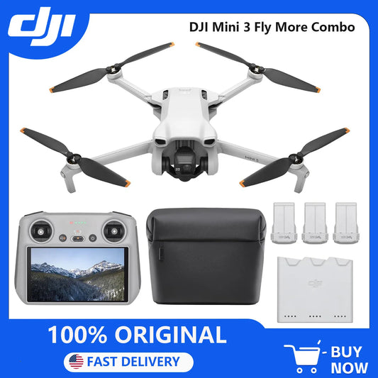 DJI Mini 3 Drones with Camera for Adults 4K, 38-min Flight Time, up to 32800ft (10km) Video Transmission, True Vertical Shooting, GPS Auto Return Integrated, Mini Drone with Camera for Beginners