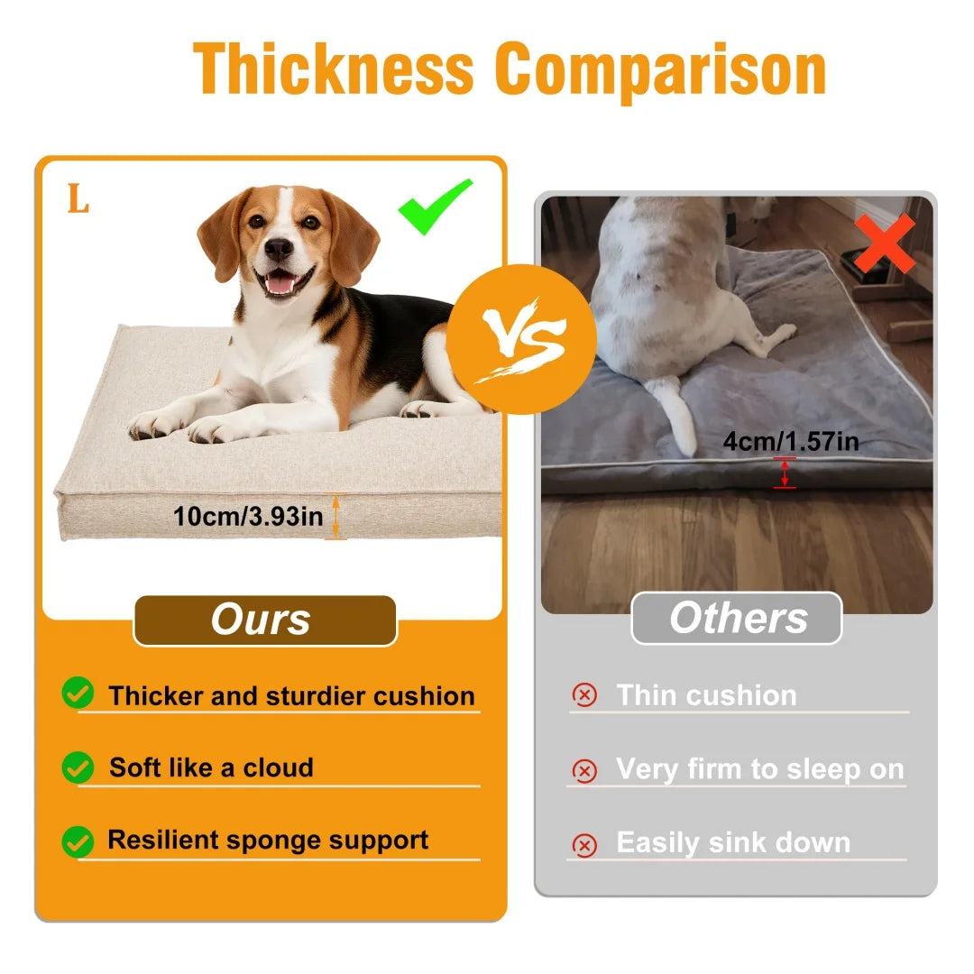 BingoPaw Large Dog Bed Washable With Linen Cover Foam Base