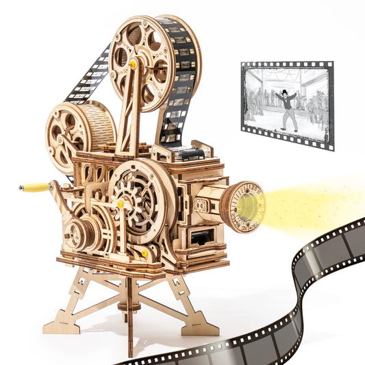 Robotime ROKR Hand Crank Projector Vitascope 3D Wooden Puzzle LK601