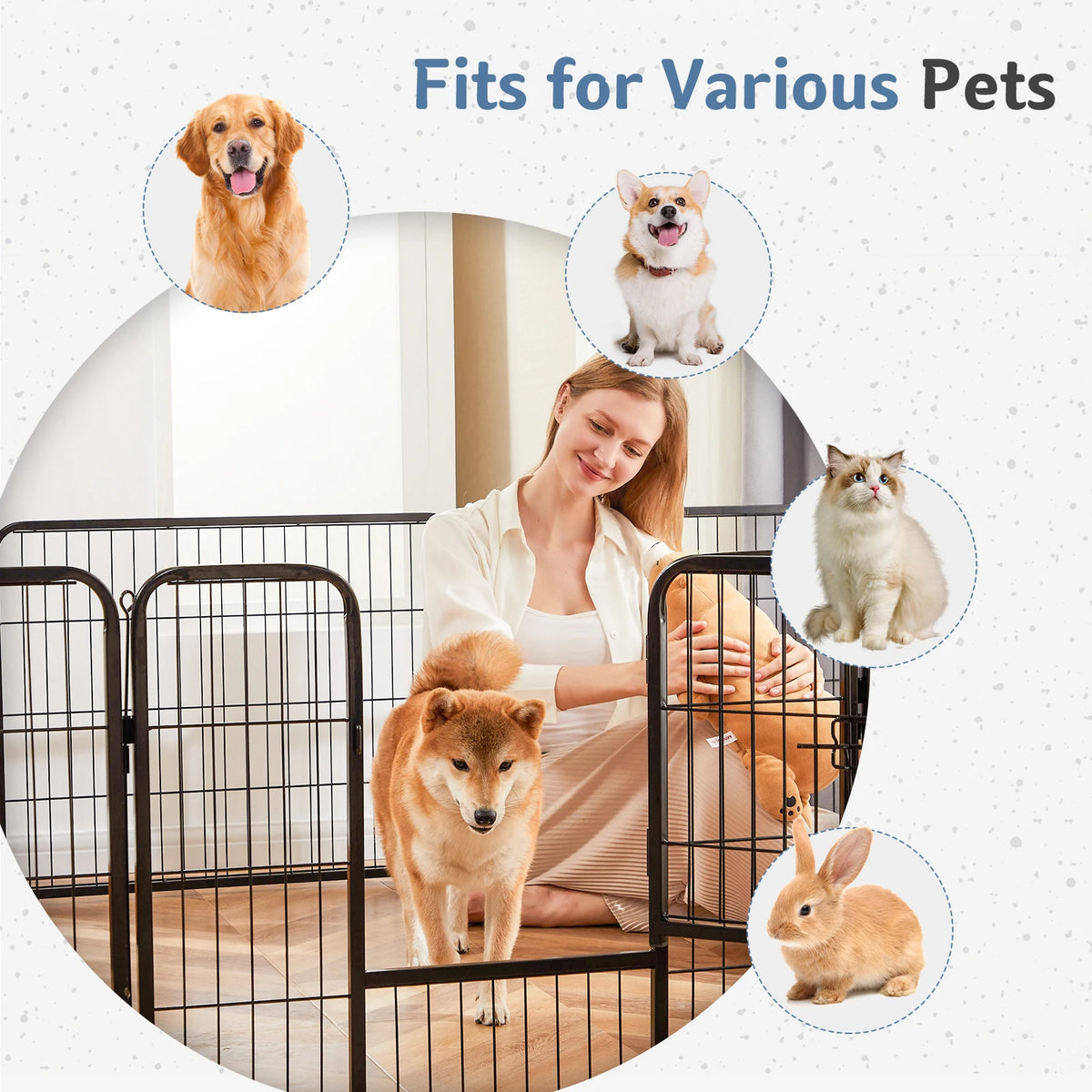 JHK 16 Panel Dog Playpen Folding Exercise Fence Outdoor Use