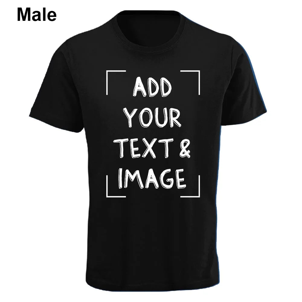 Custom T-shirt with Your Photo Text Image Front Printing Crew Neck Men Women Short Sleeve Shirt Gift Ship From US