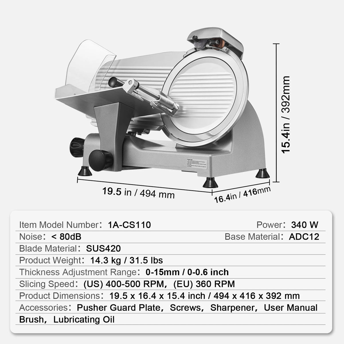 SucceBuy Electric Meat Slicer For Deli And Home Use