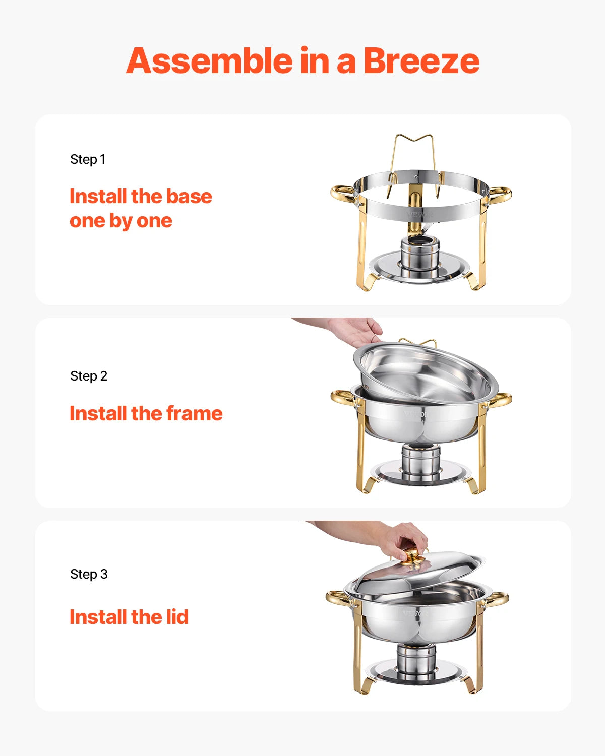 SucceBuy 4 Pack Chafing Dish Buffet Set Stainless Steel Warmer