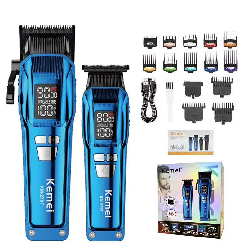 Kemei KM-2797 KM-1112 Professional Hair Clippers Kit Electric Shaver Male Hair Cutting Machine Men’s Cordless Trimmer for Salon