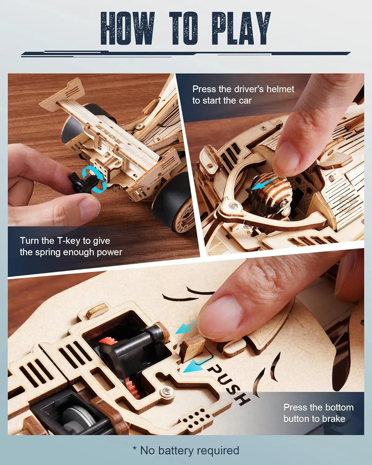 ROKR 3D Wooden Puzzle Formula Racing Car Mechanical Model Kit