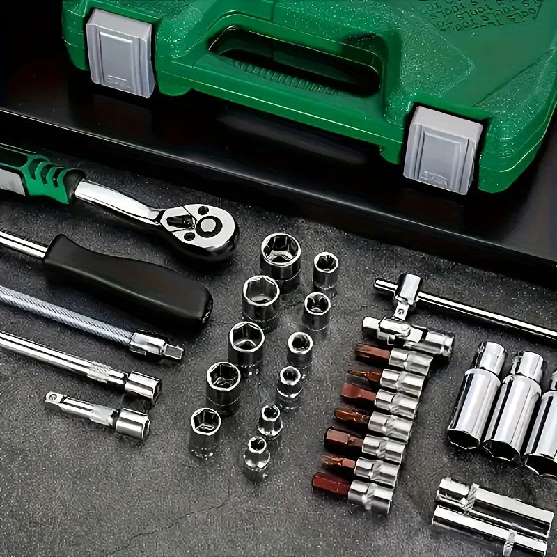 53-Piece Professional Car Repair Tool Kit, MechanicTool Kits For Auto Repair And Household Mechanical Tool Kit For Car Bike Repair Tools, Complete Socket Wrench Set With User-Friendly Storage Solutions For Home
