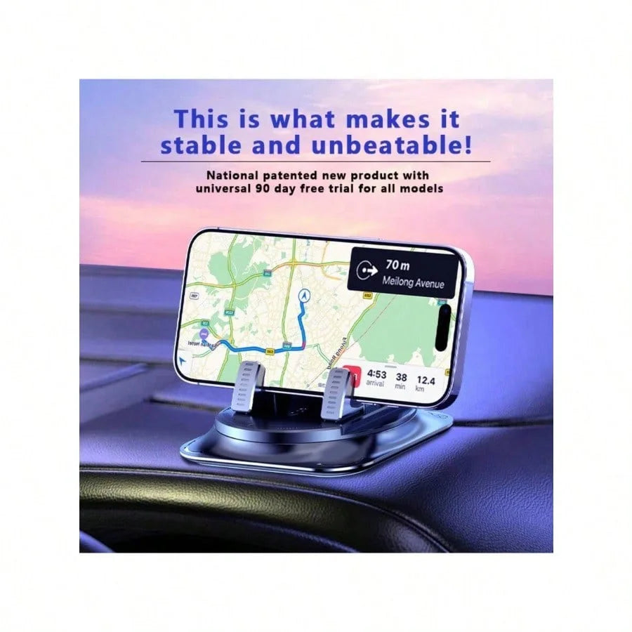Super Stable Car Phone Mount: 360° Rotation + Non-Trace Silicone Base – Anti-Shake Holder For Dashboard Navigation (All Phone Models)