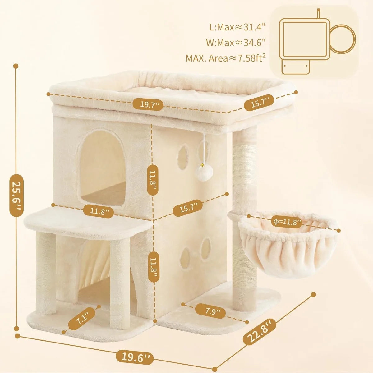 NBVCX Cat Tree Tower With Large Perch For Big Cats