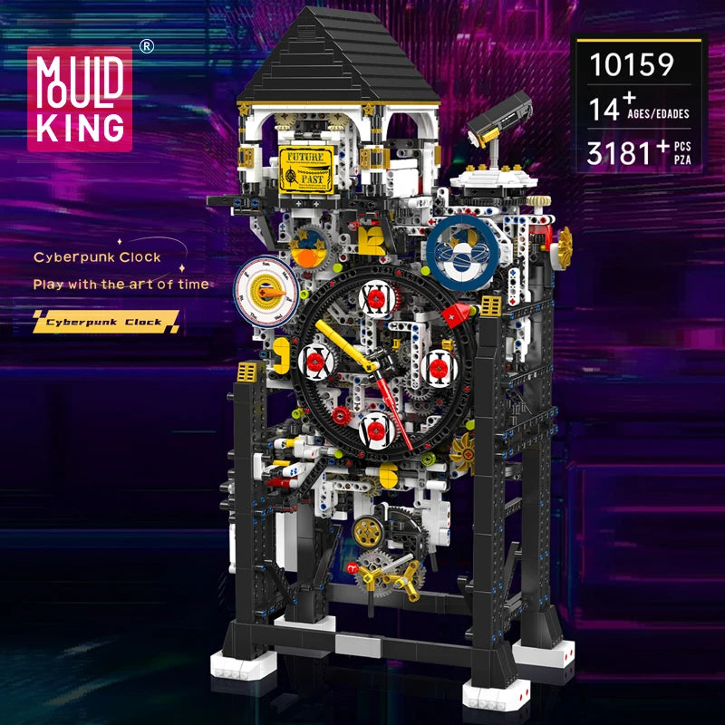 Mould King 10159 Technical Clock Toys The Motorized Cyberpunk Clock Building Block Assembly Clock Brick Set Kids Christmas Gift