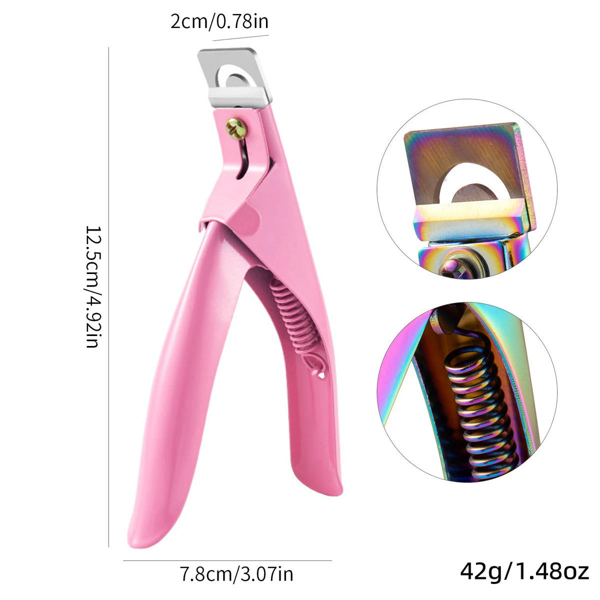 Transparent Fake Nail Trimmer Straight Edge Cutter for Acrylic/Tip Nails Stainless Steel Manicure Tool with Ergonomic Design