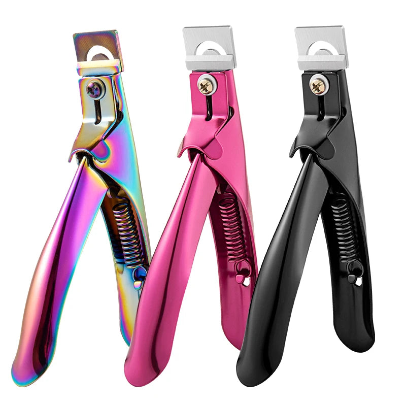 Transparent Fake Nail Trimmer Straight Edge Cutter for Acrylic/Tip Nails Stainless Steel Manicure Tool with Ergonomic Design