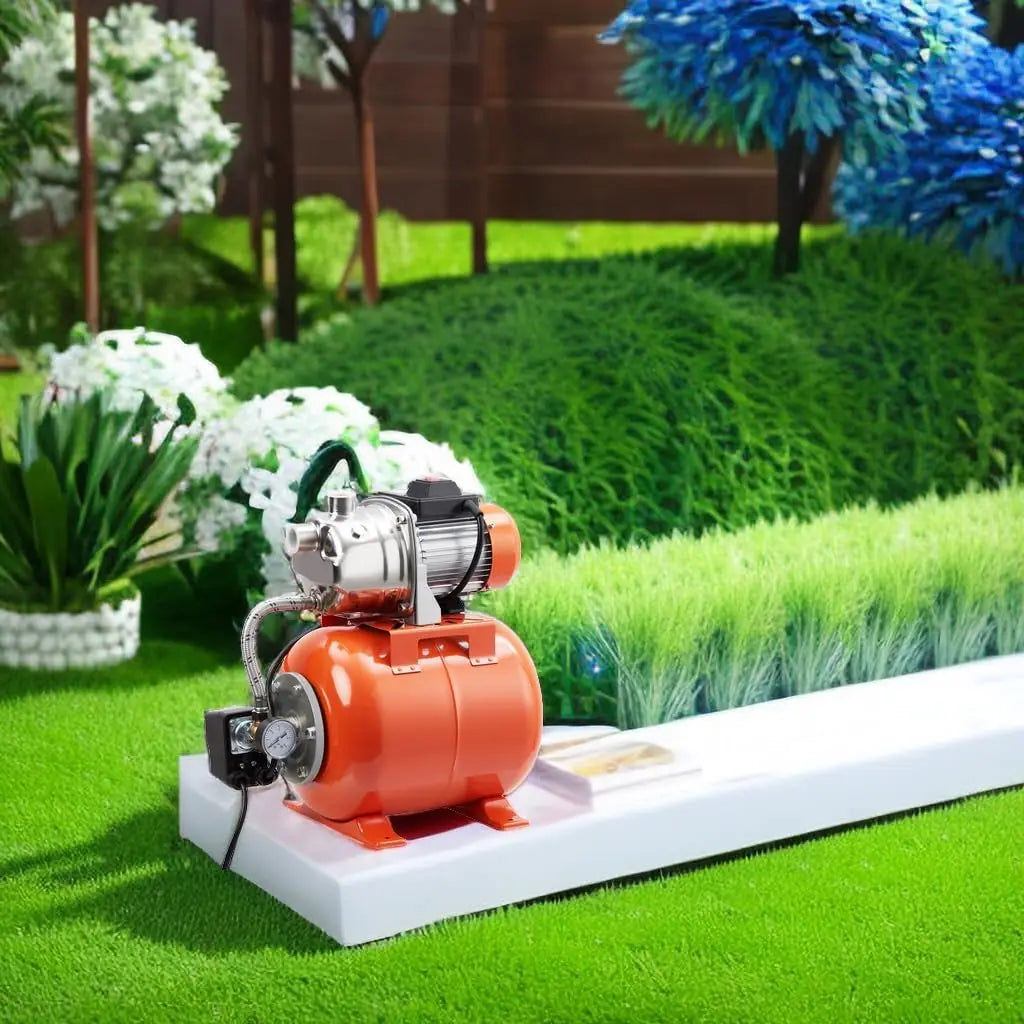 1HP Shallow Well Pump With Pressure Tank, Water Transfer Pump 115V, Stainless Steel Irrigation Pump for Sprinkler System, Automatic Water Booster Jet Pump for Home, Garden, Pool, Lawn
