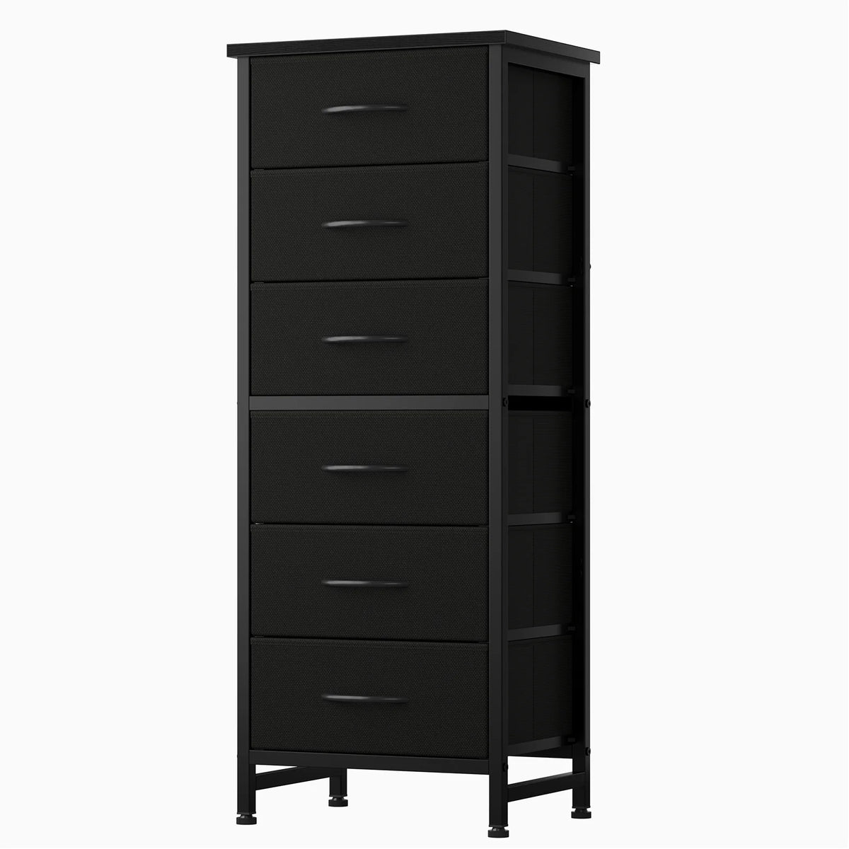 JHK Fabric Drawer Dresser with Wood Top and Metal Frame