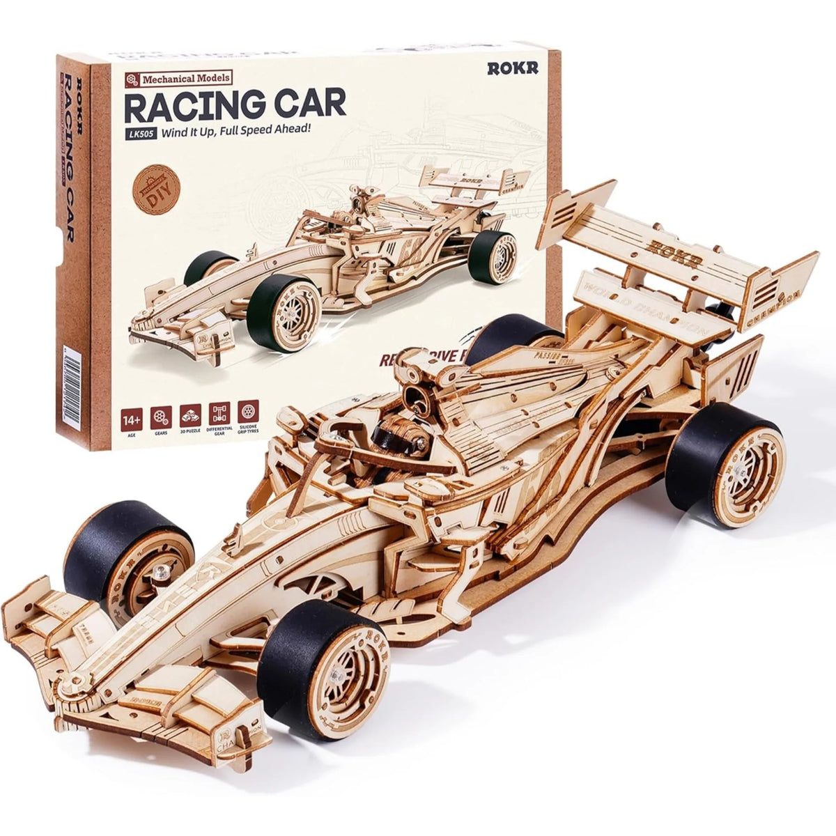 ROKR 3D Wooden Puzzle Formula Racing Car Mechanical Model Kit