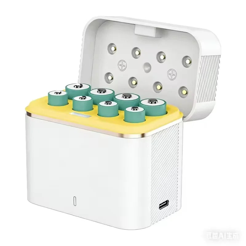 8PCS 1.5V Rechargeable Lithium Batteries and USB Charger Intelligent Fast Charging for AAA/AA Devices Toy Game LED Light Display Charger