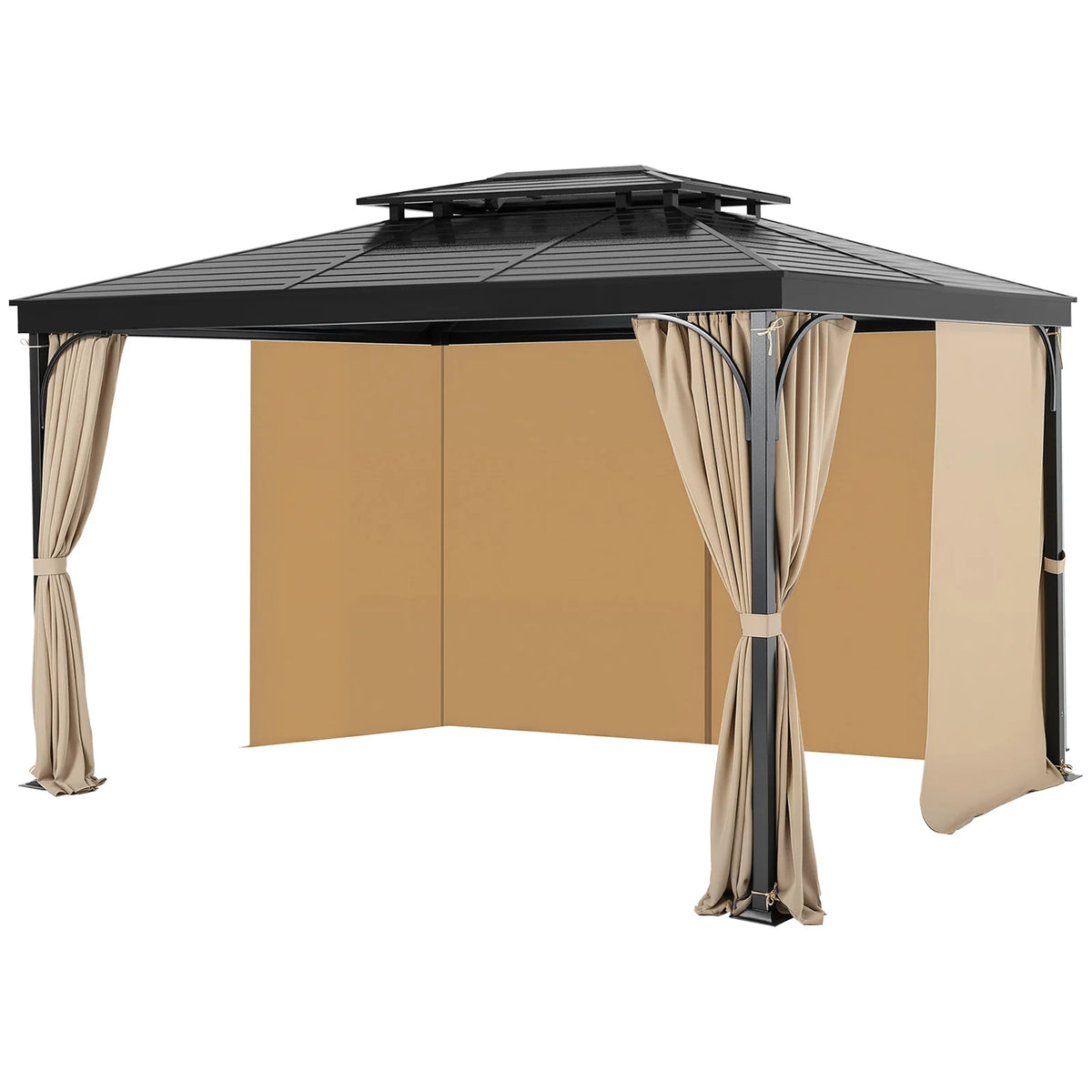 VEVOR Gazebo Curtains 4-Panel Sidewall Gazebo Privacy Curtains with Zippers Universal Sunshade Curtains Replacement for Patio