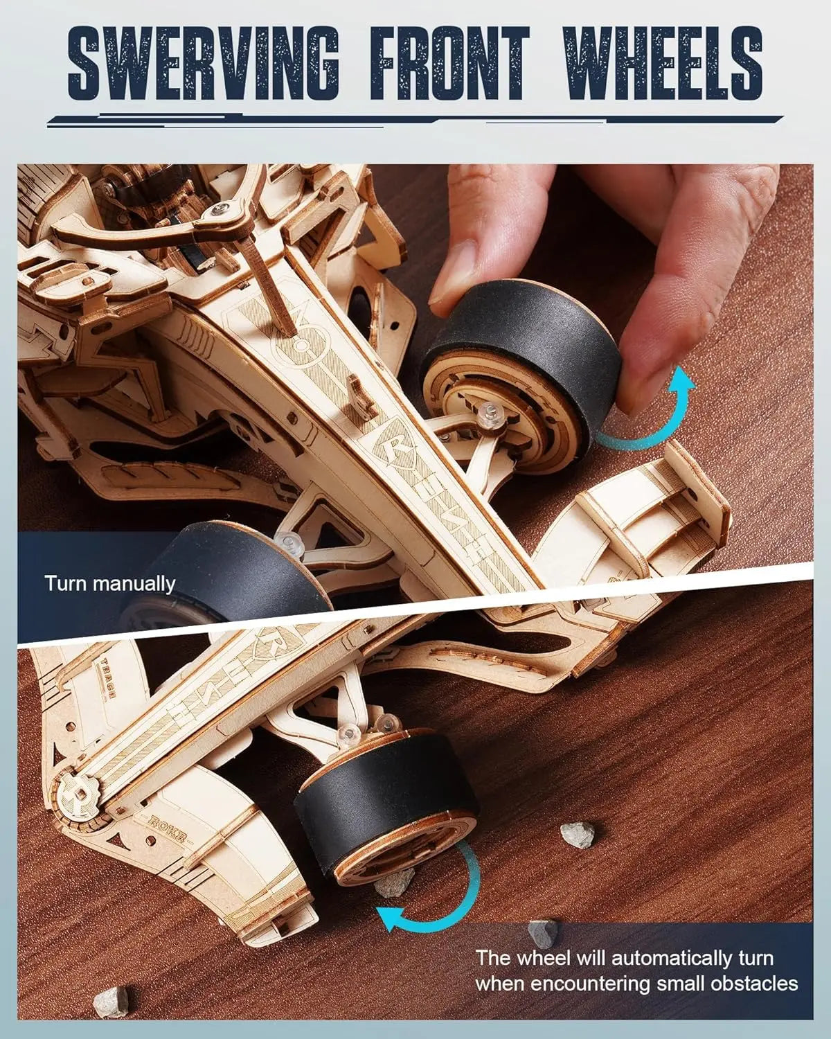 ROKR 3D Wooden Puzzle Formula Racing Car Mechanical Model Kit