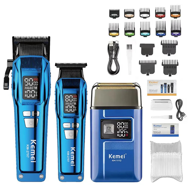 Kemei KM-2797 KM-1112 Professional Hair Clippers Kit Electric Shaver Male Hair Cutting Machine Men’s Cordless Trimmer for Salon
