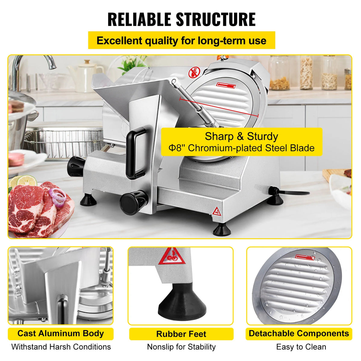SucceBuy Electric Meat Slicer For Deli And Home Use