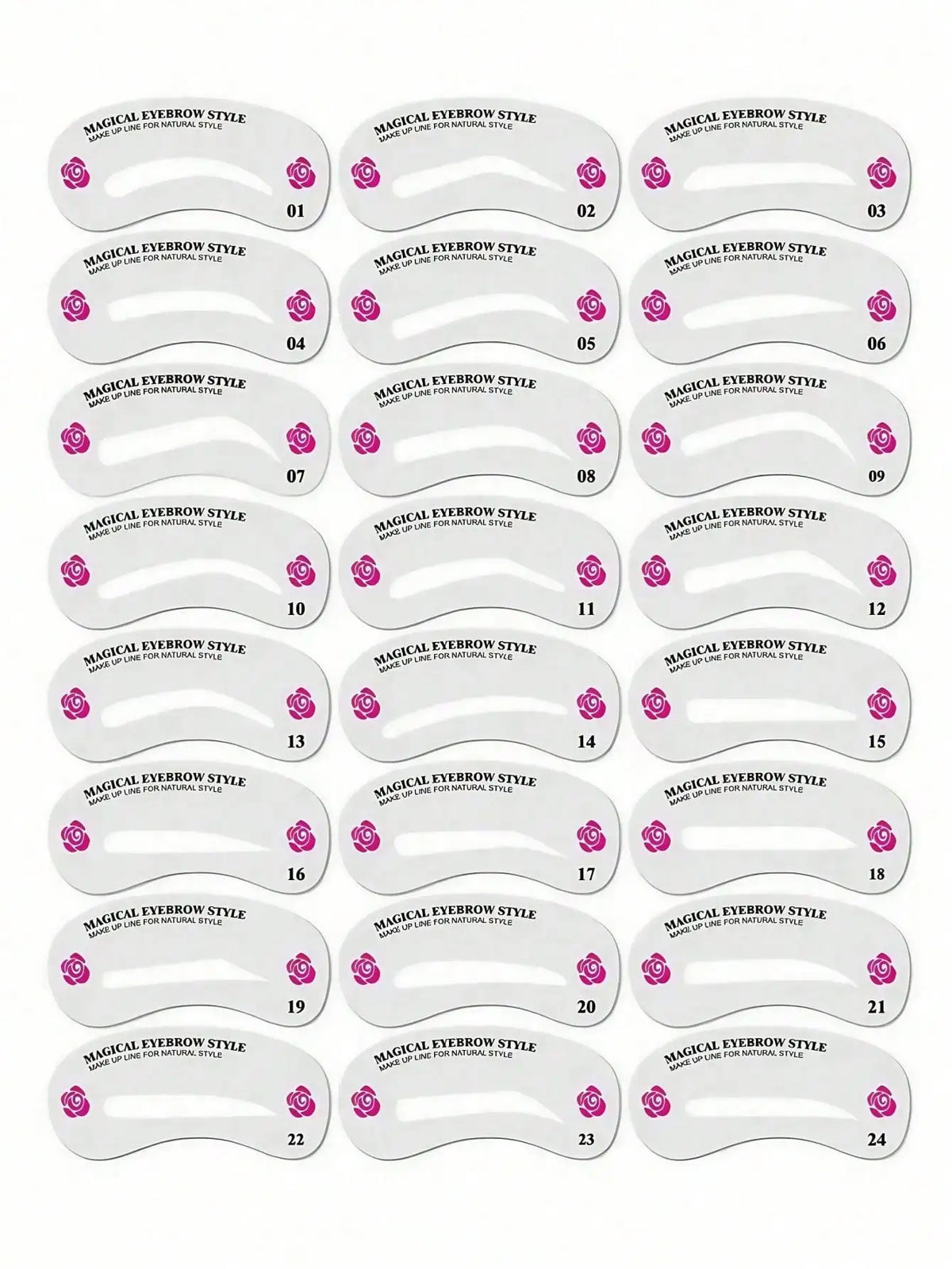 24 Styles Eyebrow Shaping Stencils - Grooming Kit for Women - Perfect for Beauty Modeling and Makeup Application