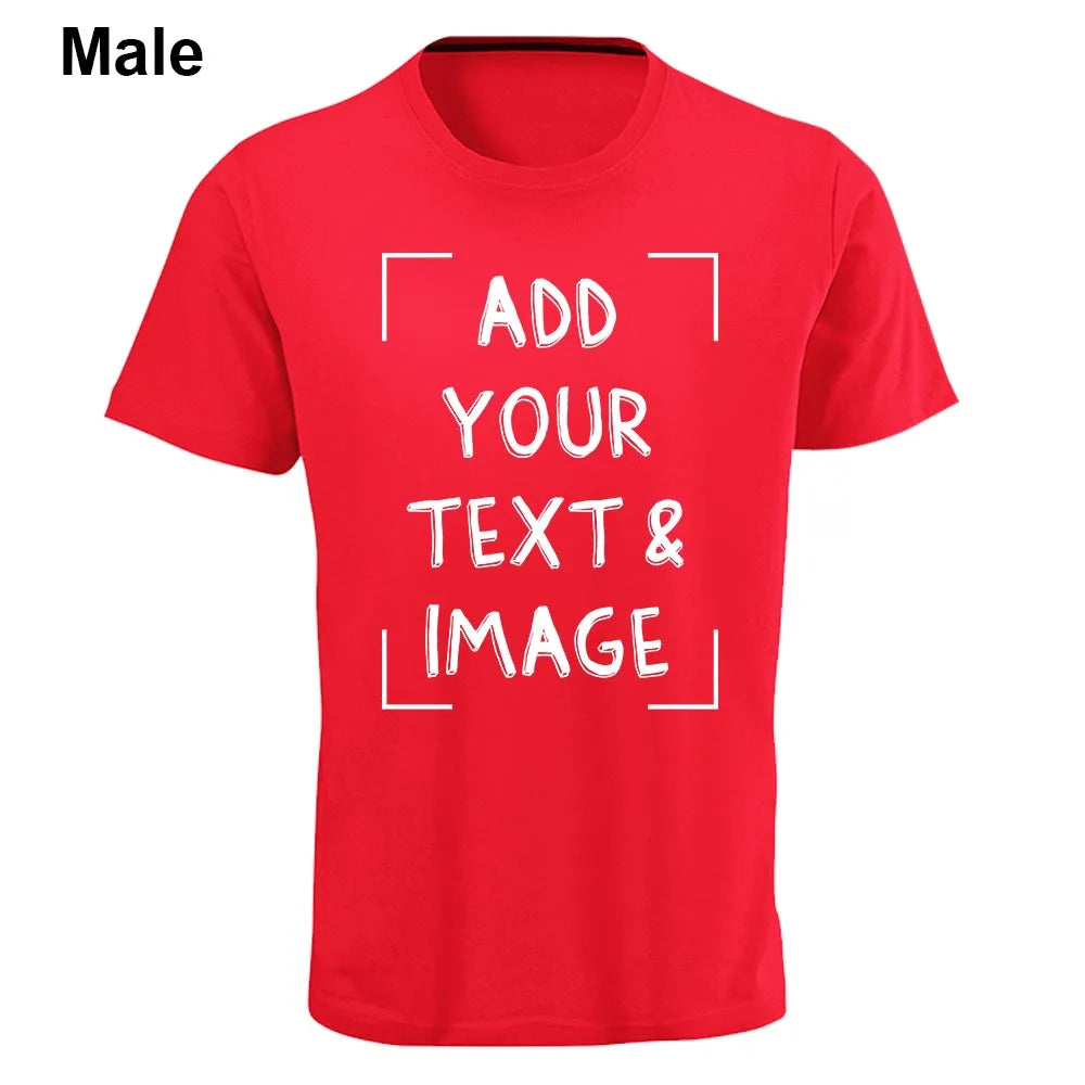 Custom T-shirt with Your Photo Text Image Front Printing Crew Neck Men Women Short Sleeve Shirt Gift Ship From US