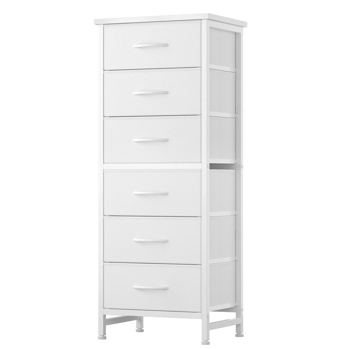 JHK Fabric Drawer Dresser with Wood Top and Metal Frame