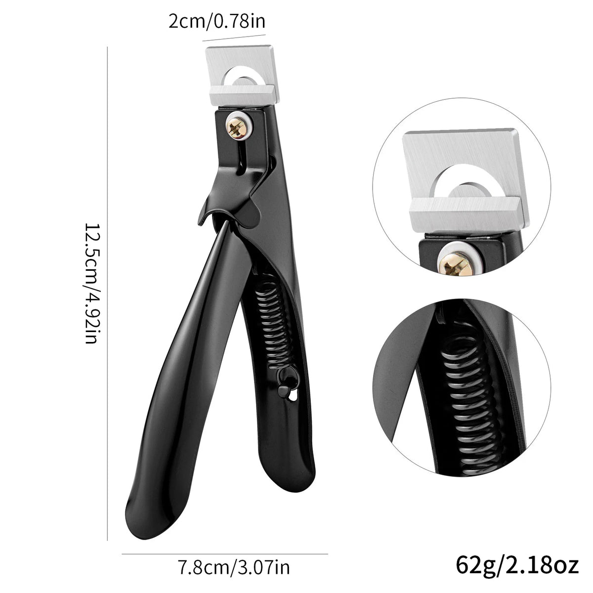 Transparent Fake Nail Trimmer Straight Edge Cutter for Acrylic/Tip Nails Stainless Steel Manicure Tool with Ergonomic Design