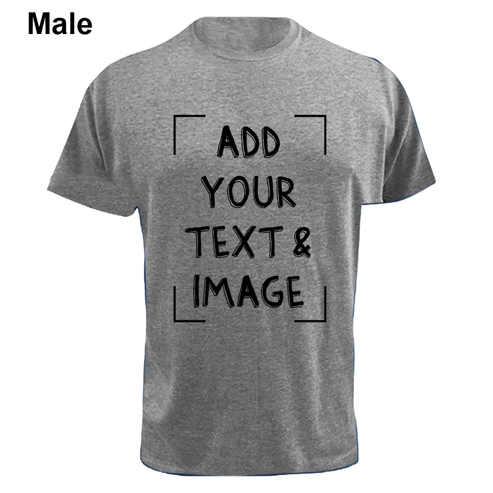 Custom T-shirt with Your Photo Text Image Front Printing Crew Neck Men Women Short Sleeve Shirt Gift Ship From US