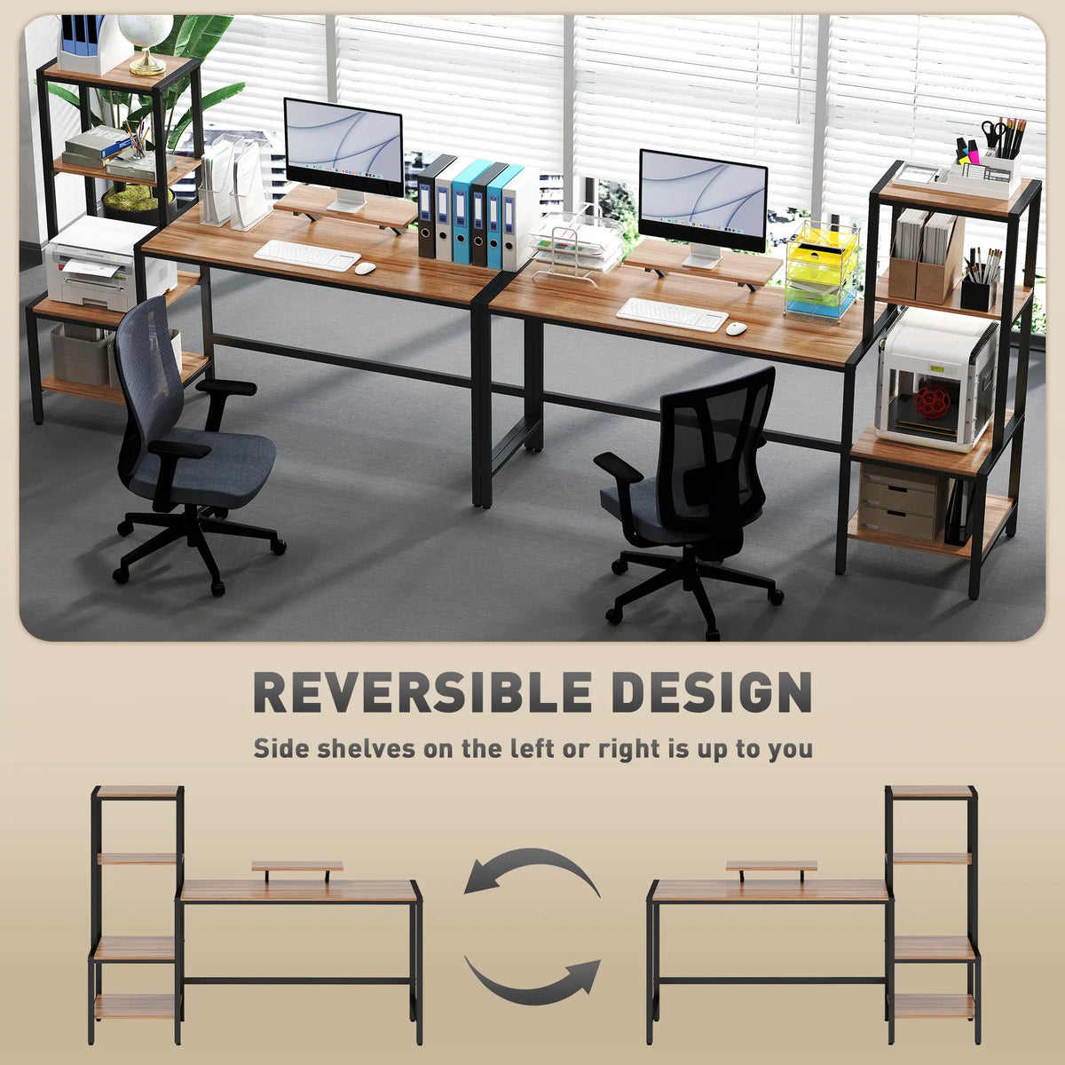HOMCOM Gaming Desk With Monitor Stand And Four Tier Storage