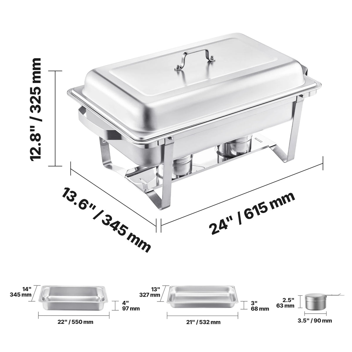 SucceBuy Stainless Steel Chafing Dish Buffet Set With Pans