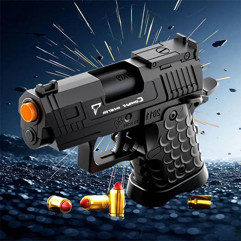 Soft bullet foam shell ejection explosion gun, realistic toy pistol, the best gift for teenagers, creative toy, black